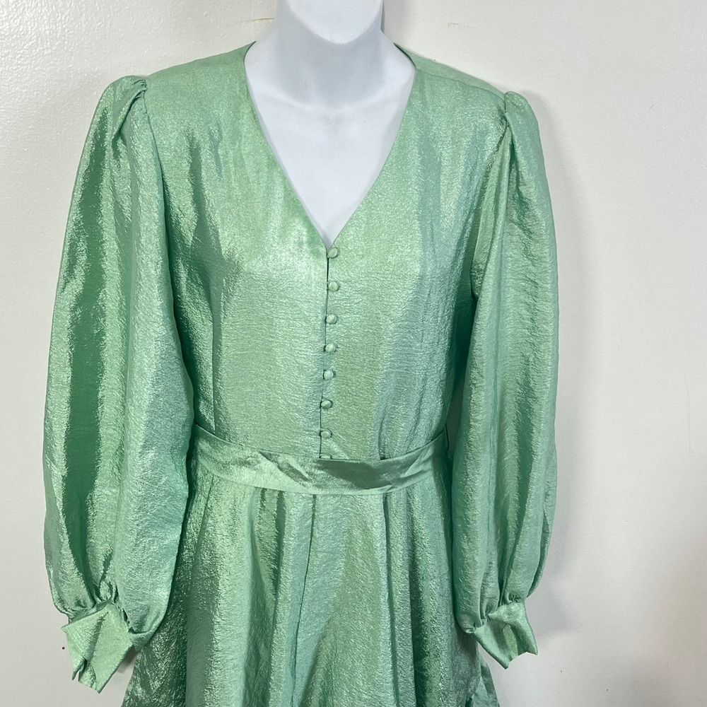 Stine Goya Farrow Satin Mini Dress Jade Green Women's Size Medium - Picture 3 of 7